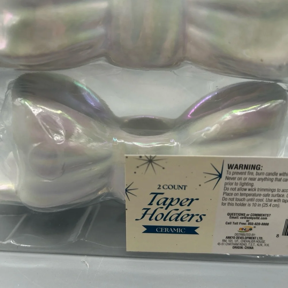 Target Bullseye Playground Iridescent Bow Taper Candle Holders NEW